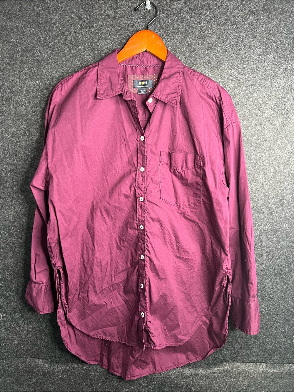 Maeve Anthropologie Burgundy Button Shirt Long Sleeve Mens Size S Maroon